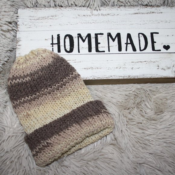 🤎 BROWN DOUBLE-KNIT BEANIE · 6–12 MO 👶 - Picture 3 of 6